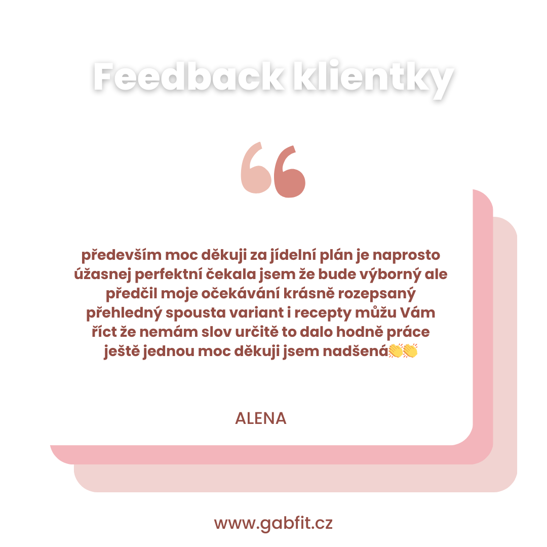Ohlas klientky na jídelníček
