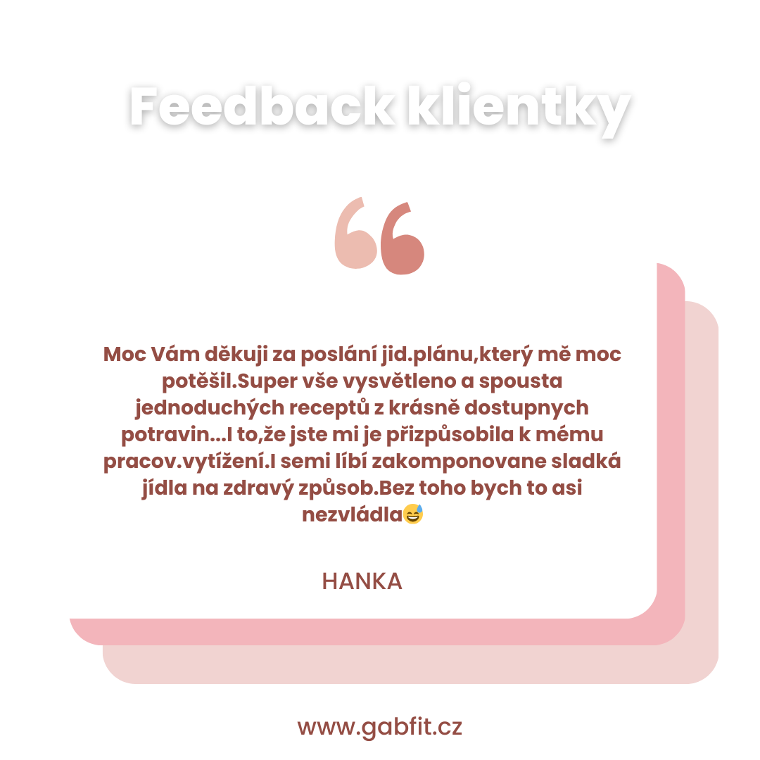 Ohlas klientky na jídelníček