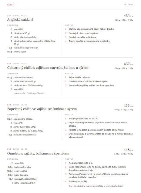 Ukázka stravovacího plánu – strana 2